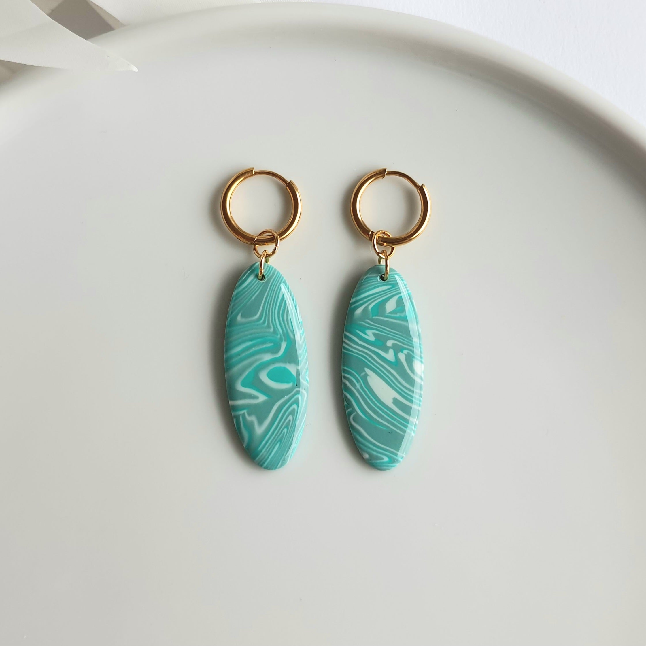 Turquoise ocean waves dangle earrings