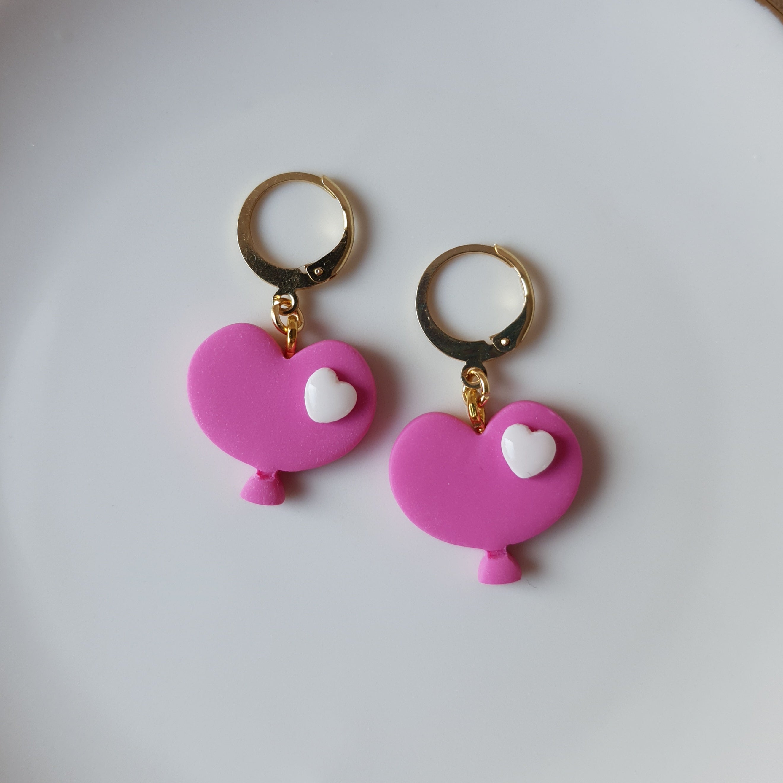 Pink baloon dangle earrings