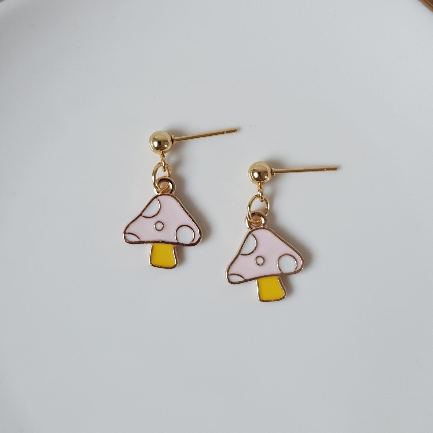 Cute pink mushroom earrings