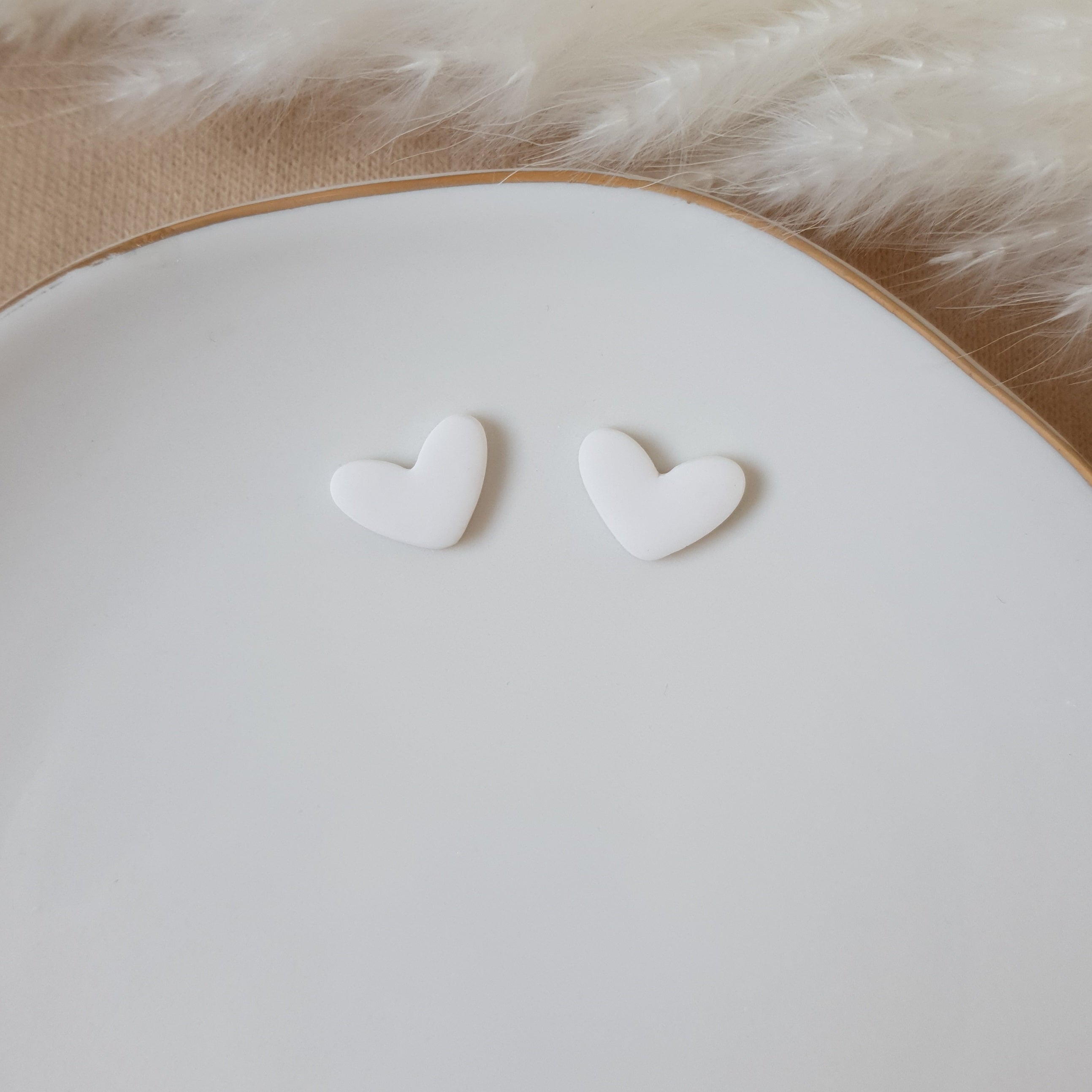 Cute white heart earrings