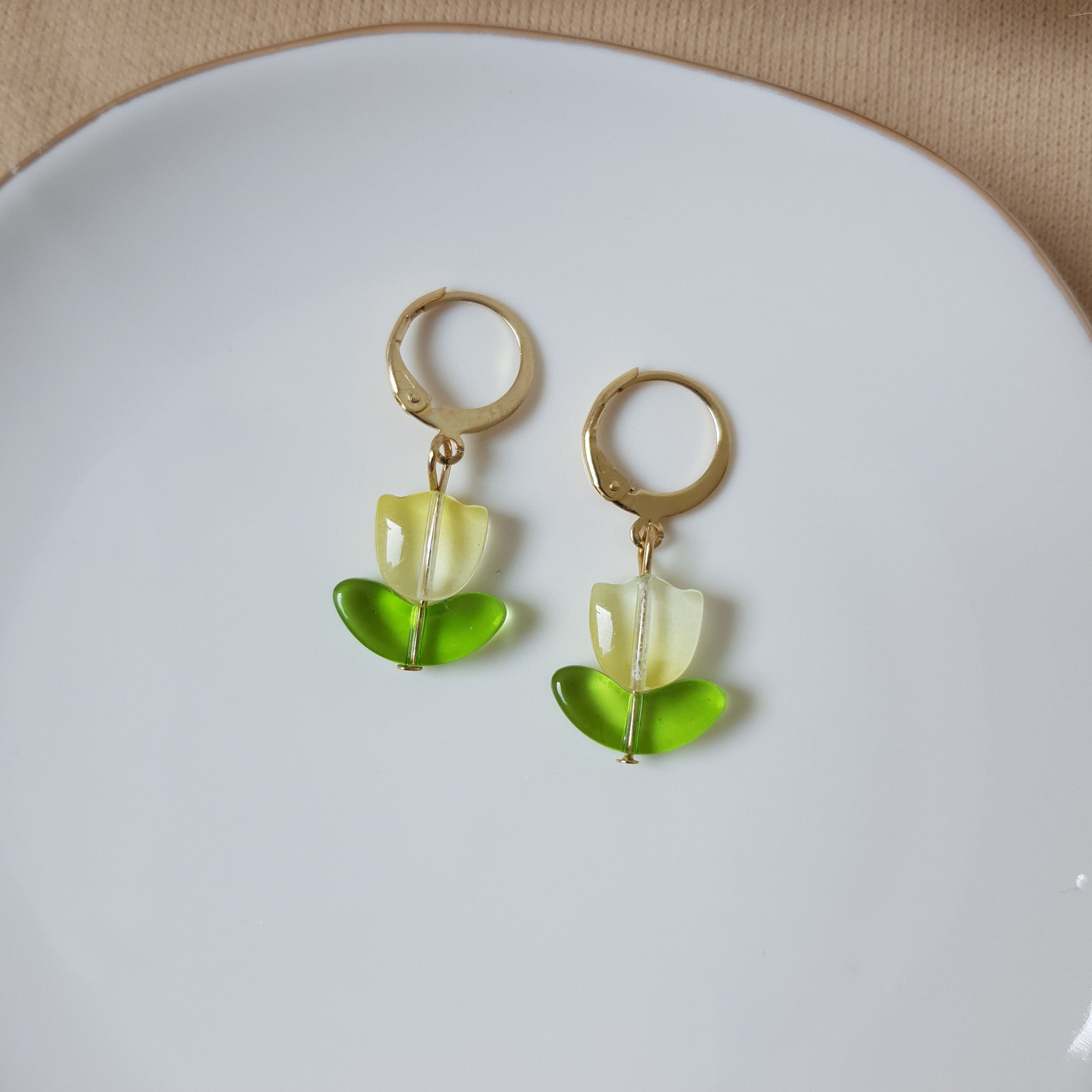 Yellow tulip earrings