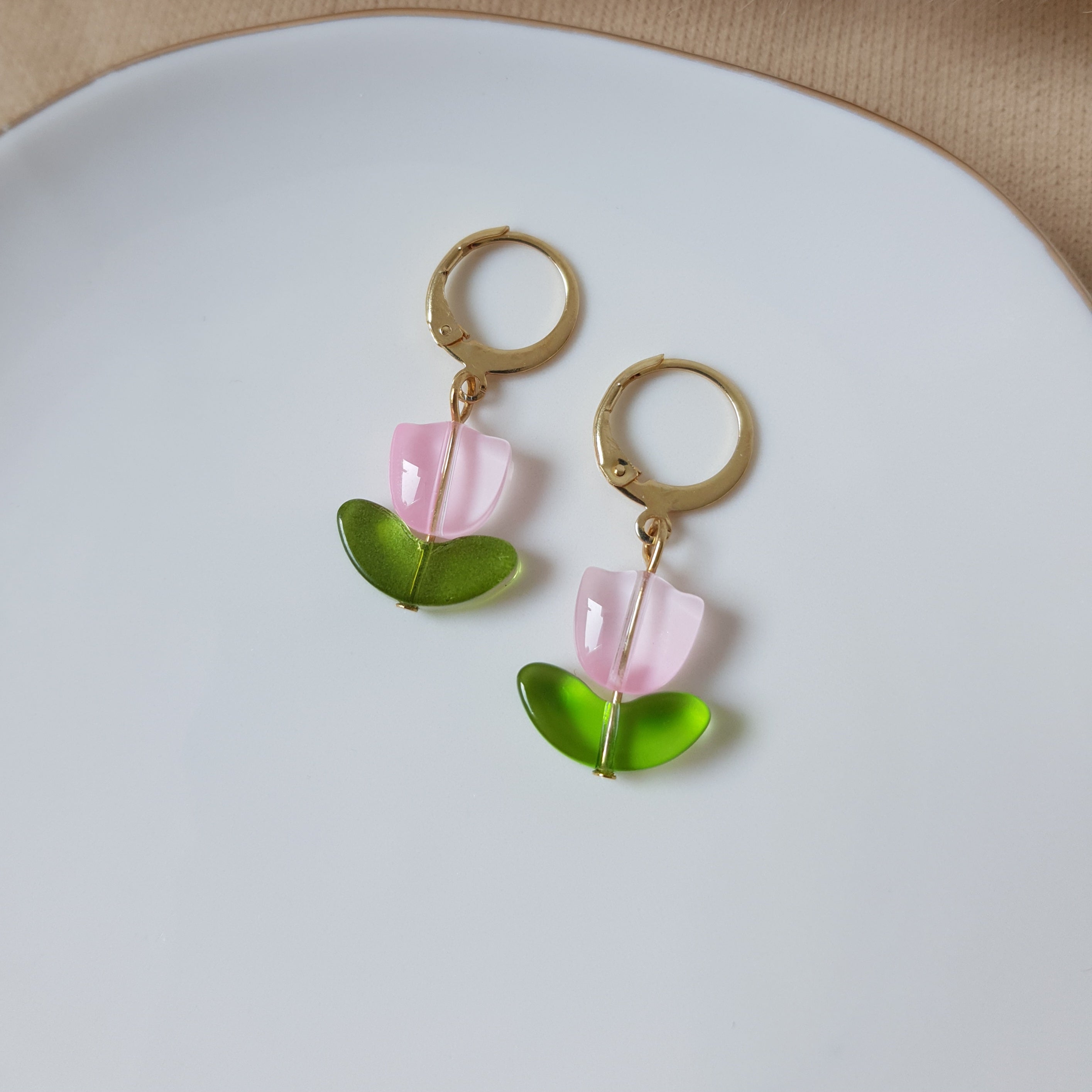 Light pink tulip earrings