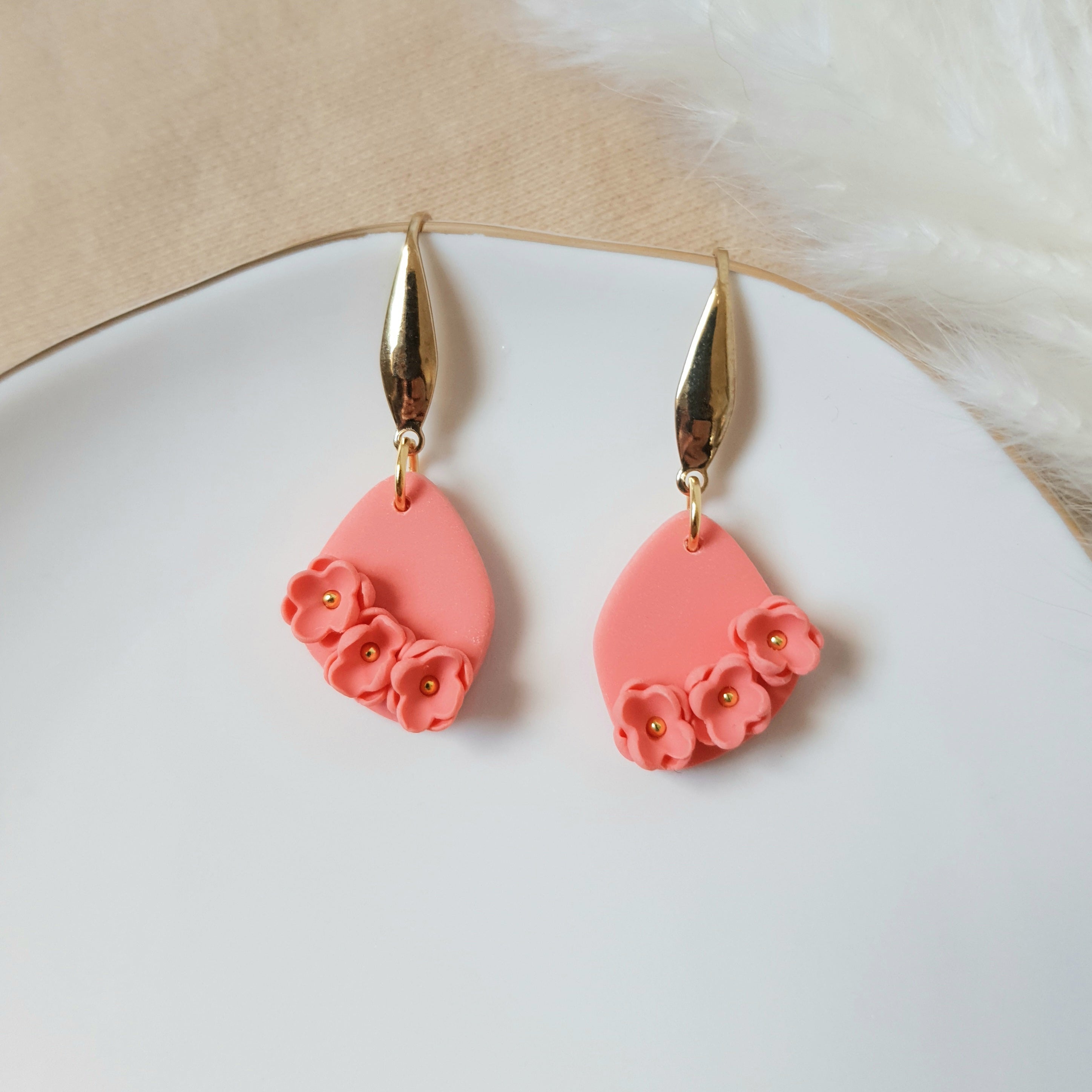 Flamingo floral dangle earrings