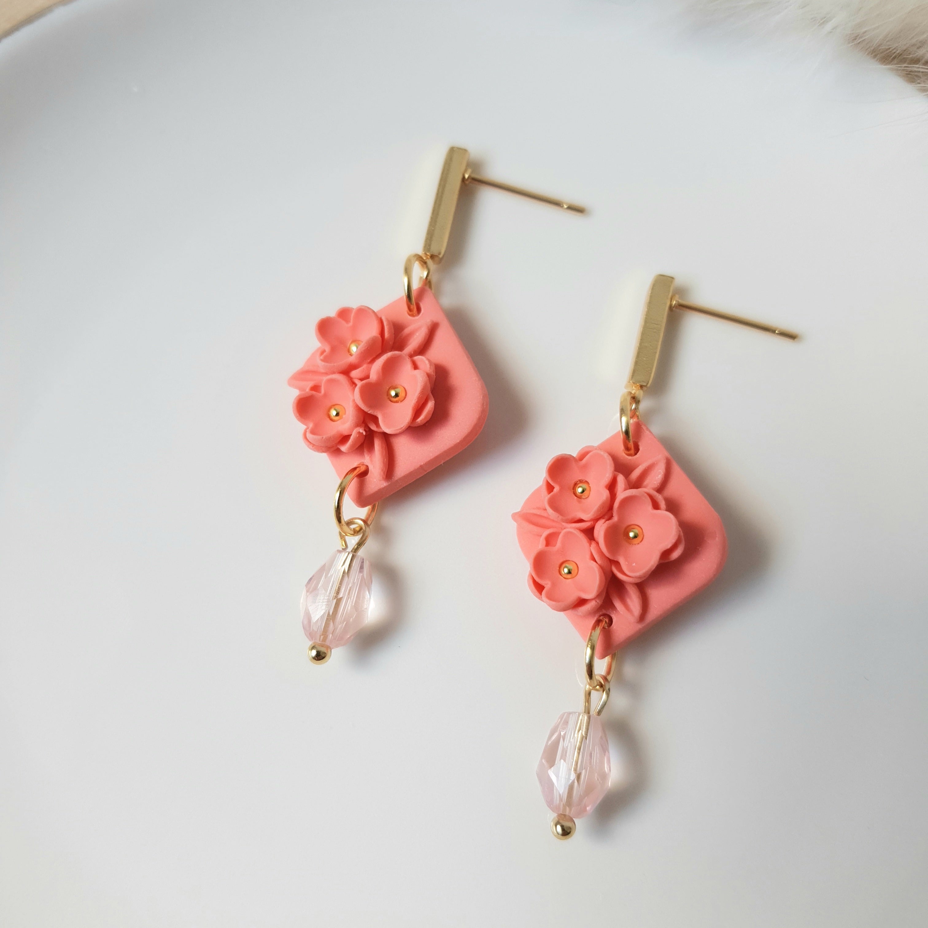 Flamingo floral dangle earrings