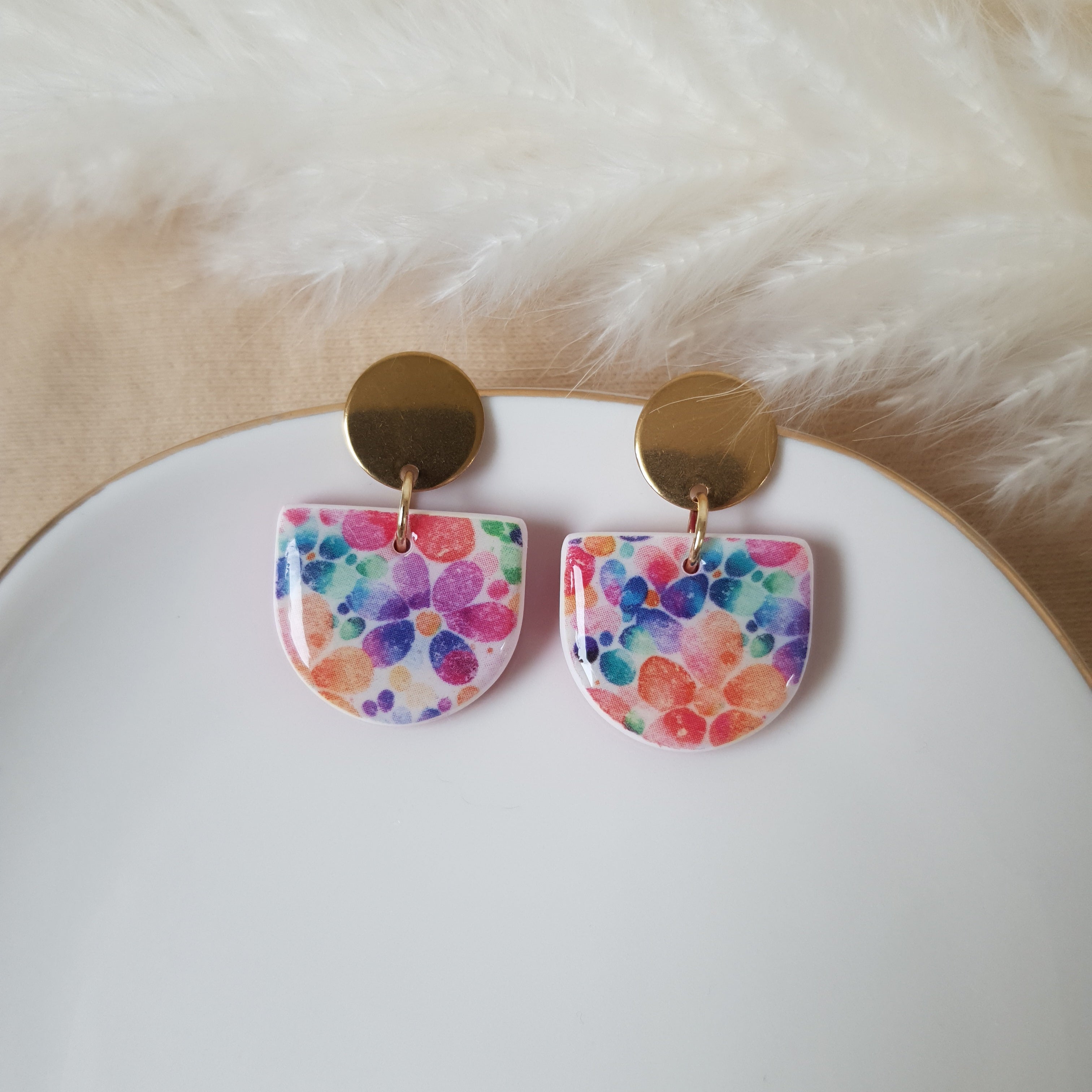 Colorful floral dangle earrings