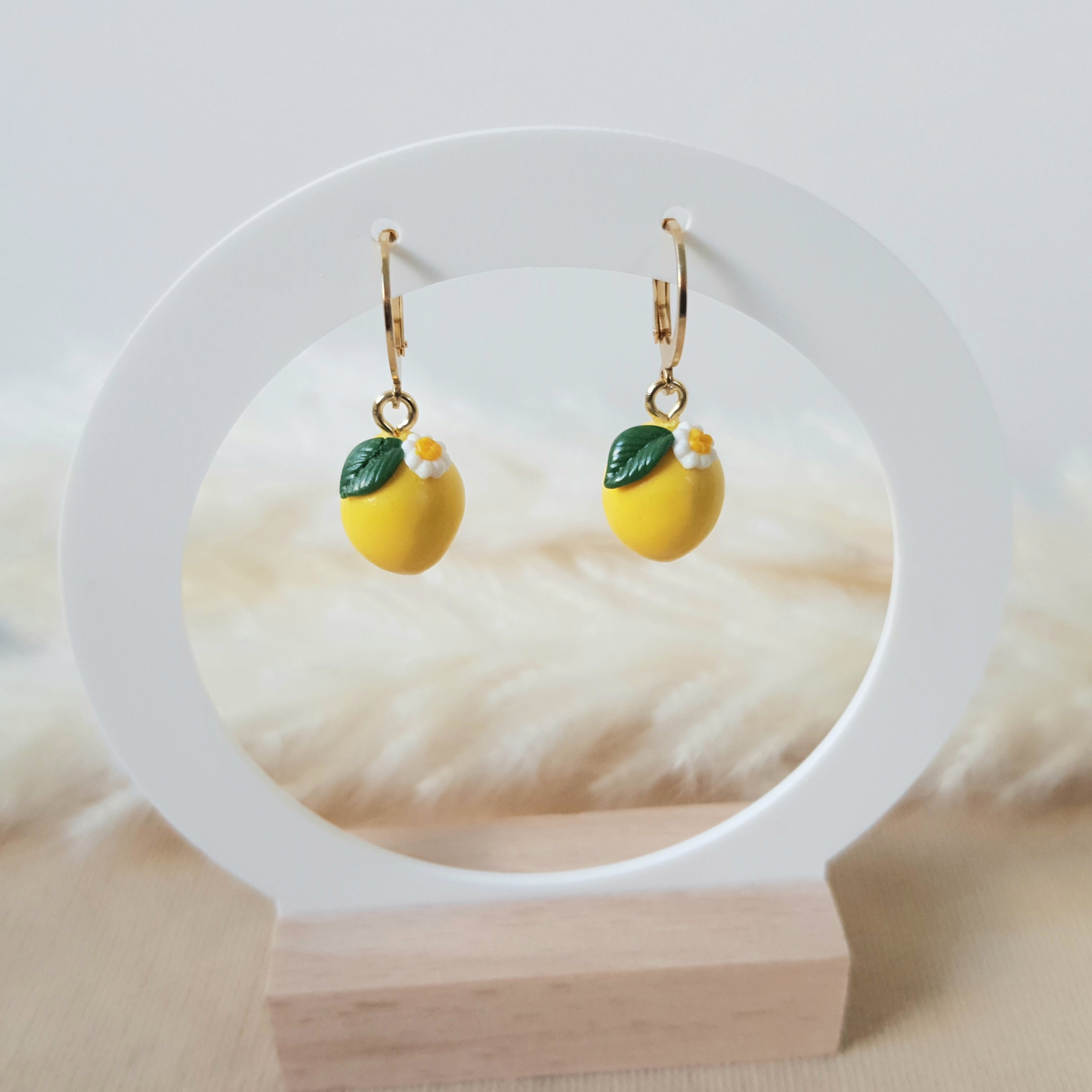 Lemon flower hoop earrings
