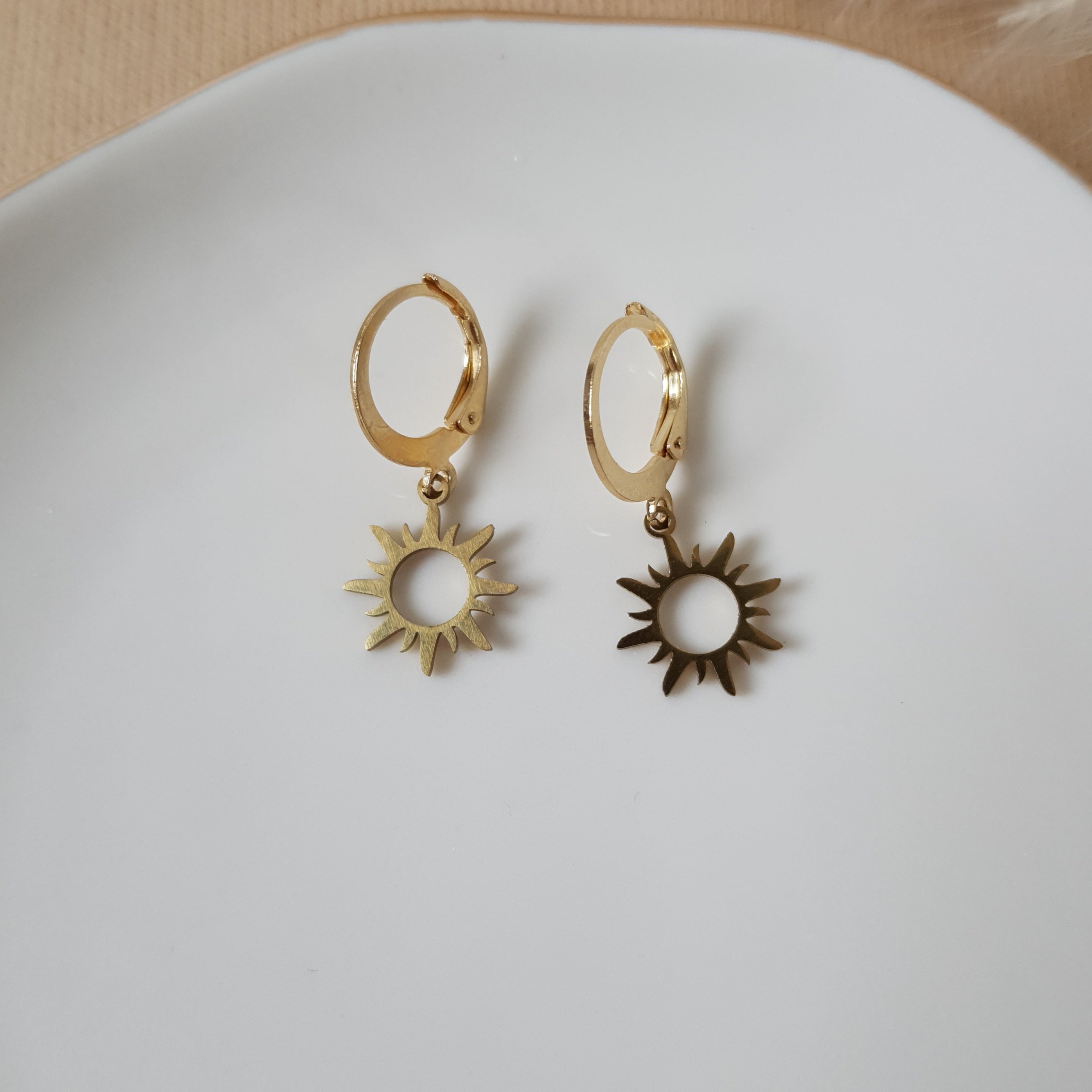 Gold sun hoop earrings