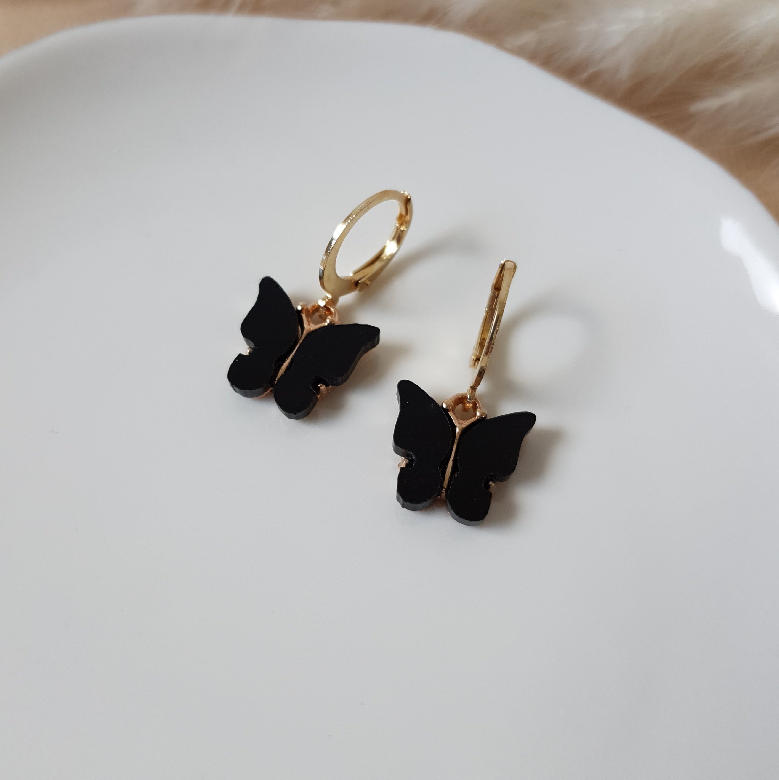 Black butterfly earrings