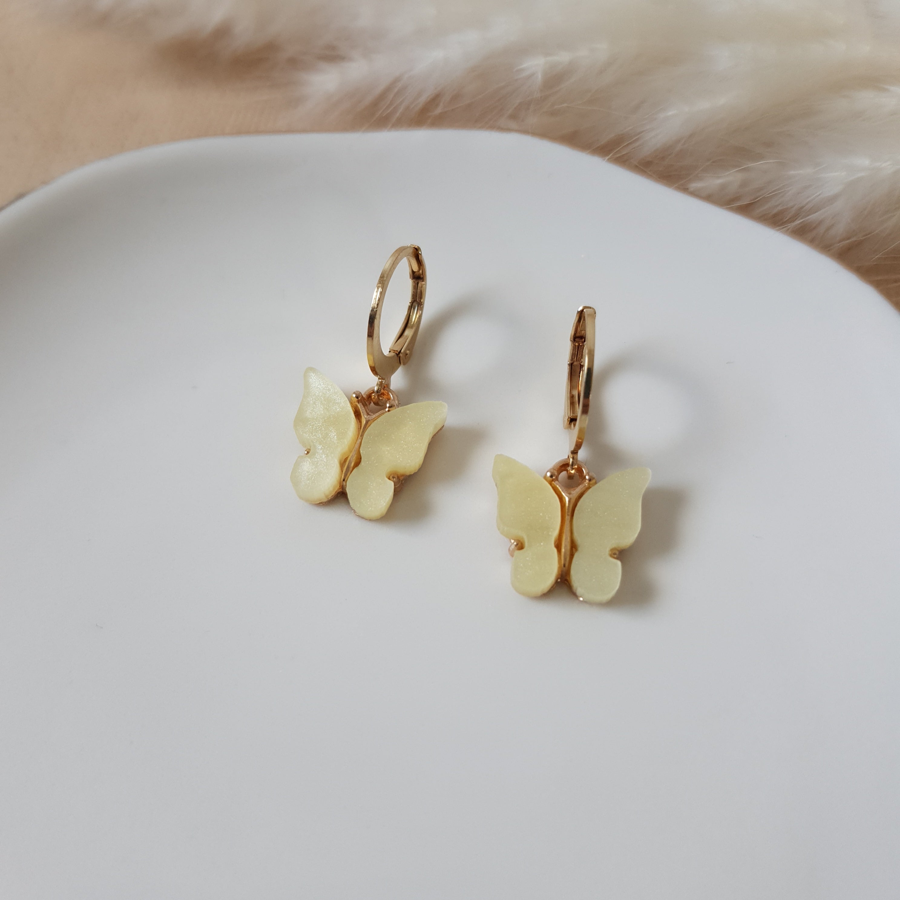 Yellow butterfly earrings
