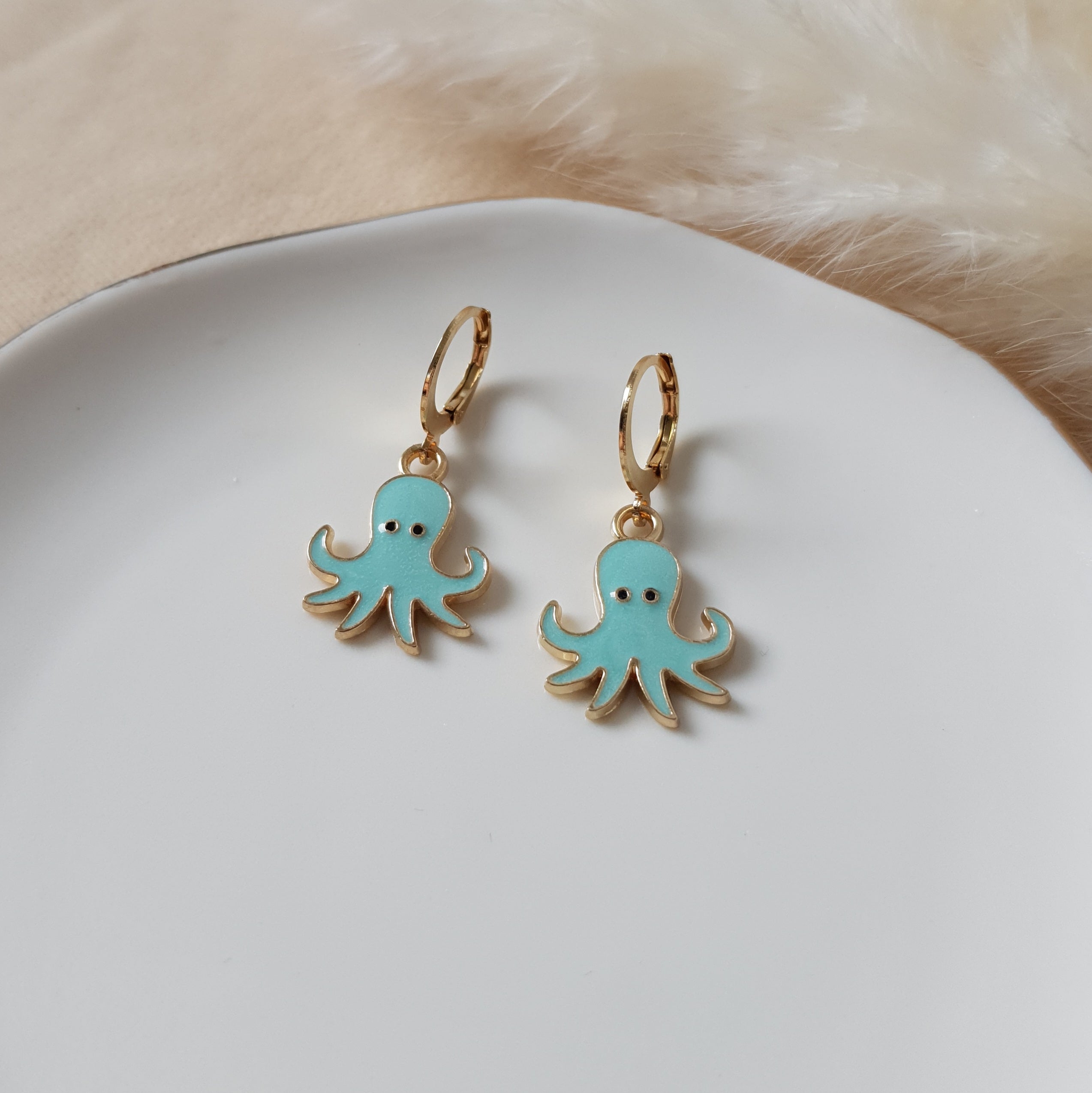 Blue octopus earrings