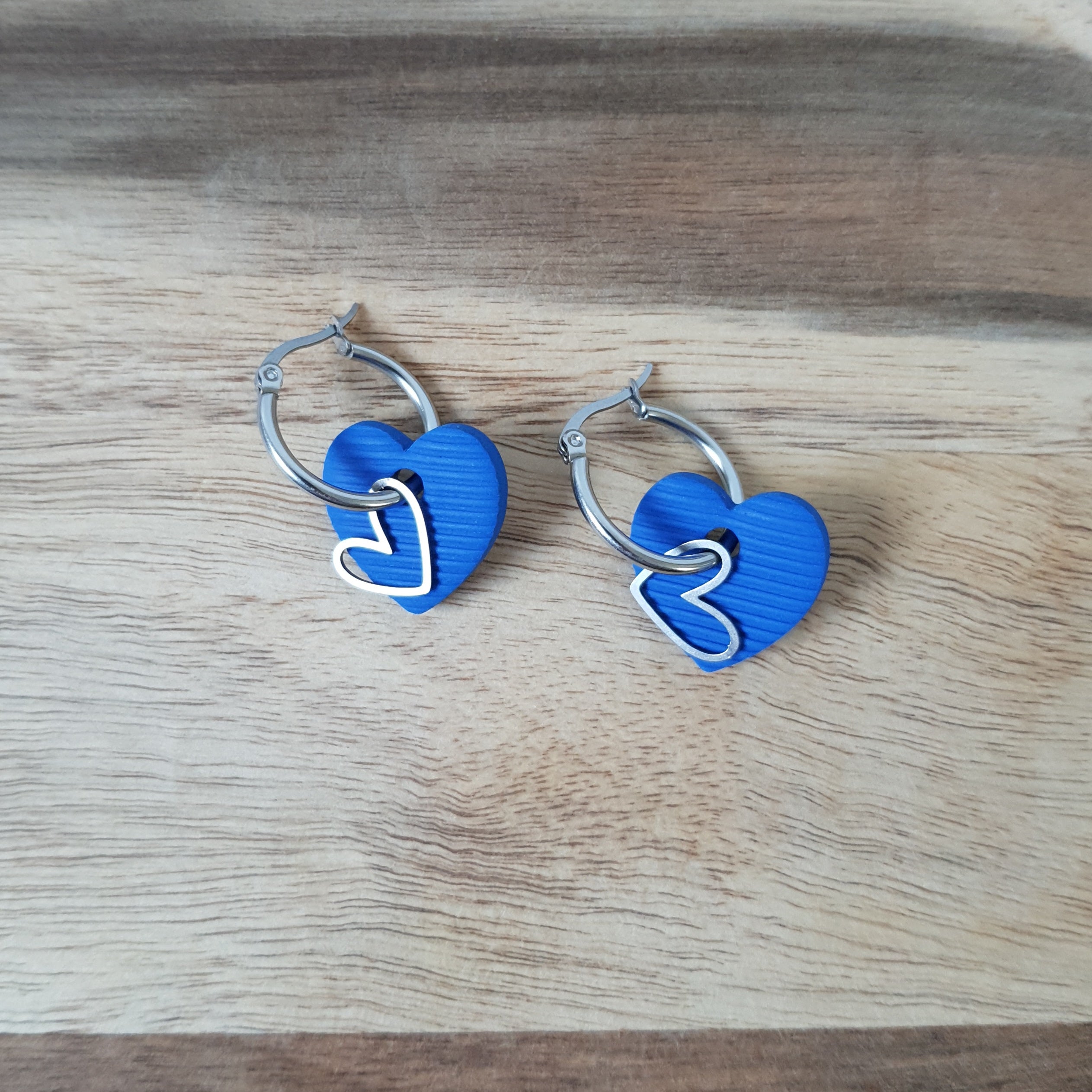 Blue heart hoops