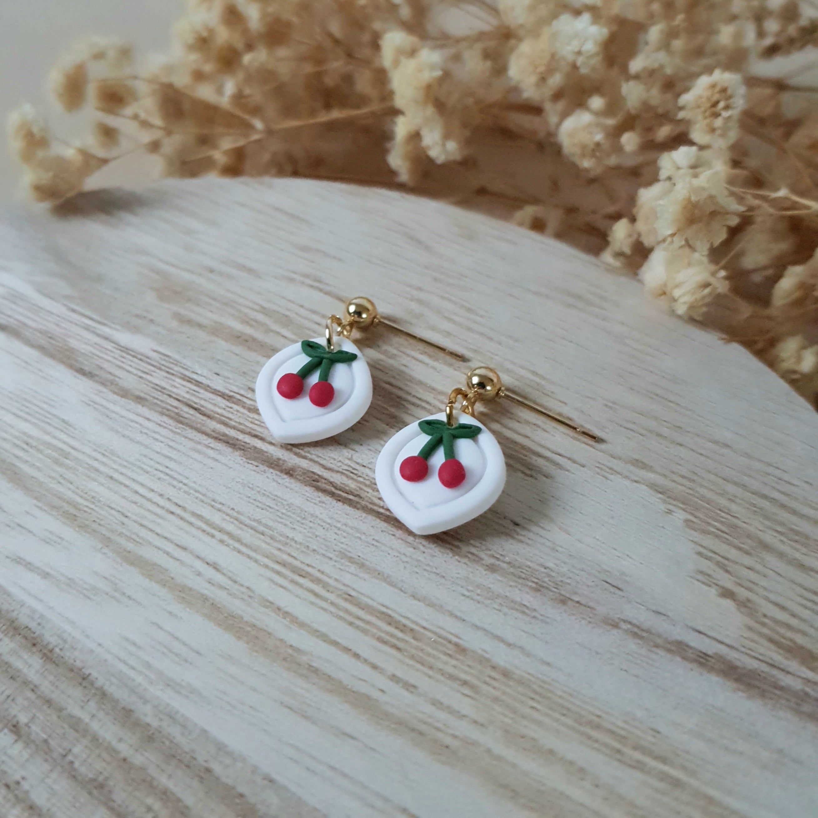 Mini cherry dangle earrings