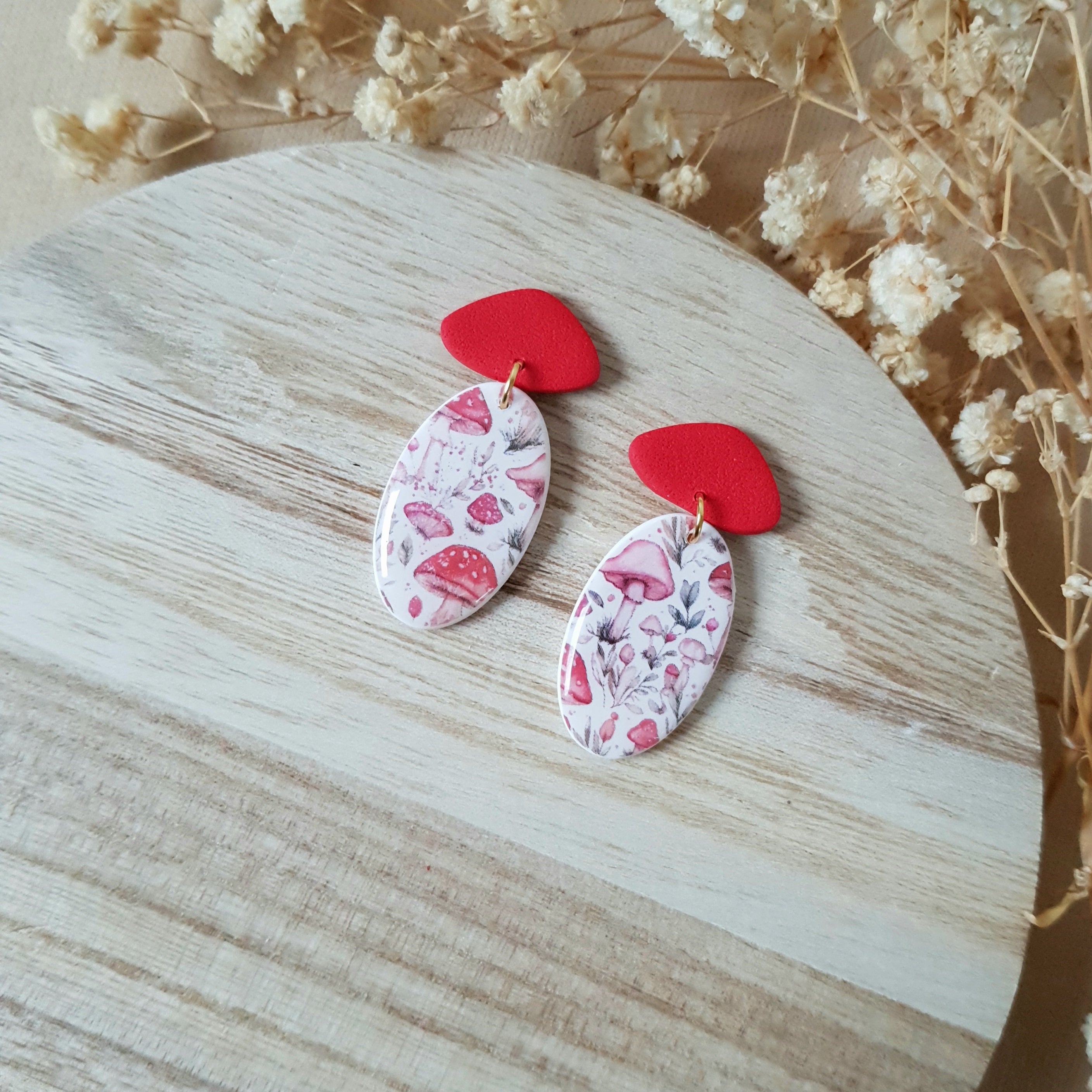 Whimsical mushroom earrings